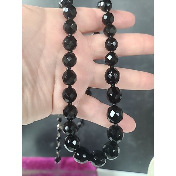 Hobe Faceted Black Beaded Necklace Vintage - Picture 3 of 10